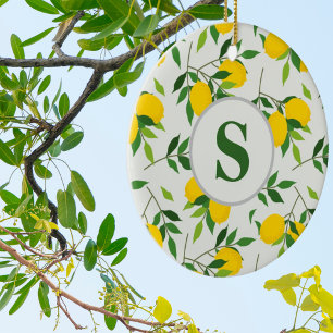 Monogrammerad lemon keramisk ornament – Citrusdesi