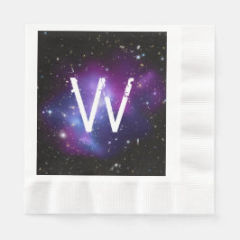 Monogrammerad lila galaxhop pappersservett