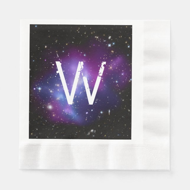 Monogrammerad lila galaxhop pappersservett (Framsidan)
