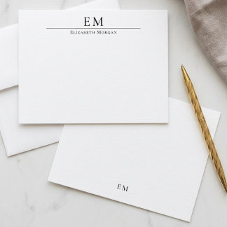Monogrammerad Minimalistisk Elegant Enkel Svart Vi Anteckningskort