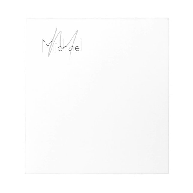Monogrammerad minimalistisk modern enkel namn anteckningsblock (Framsida)