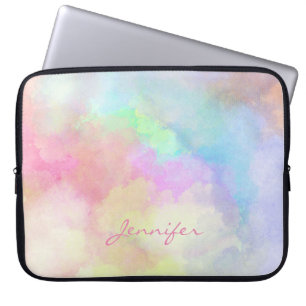 Monogrammerad mjuk pastell vattenfärg laptop fodral