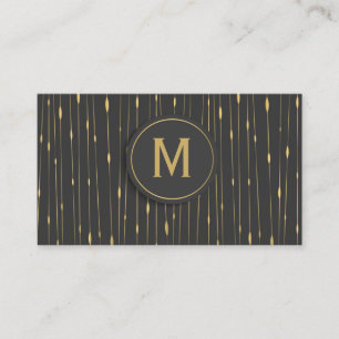 Monogrammerad Modern Abstrakt Guld Linjer - Kol Visitkort