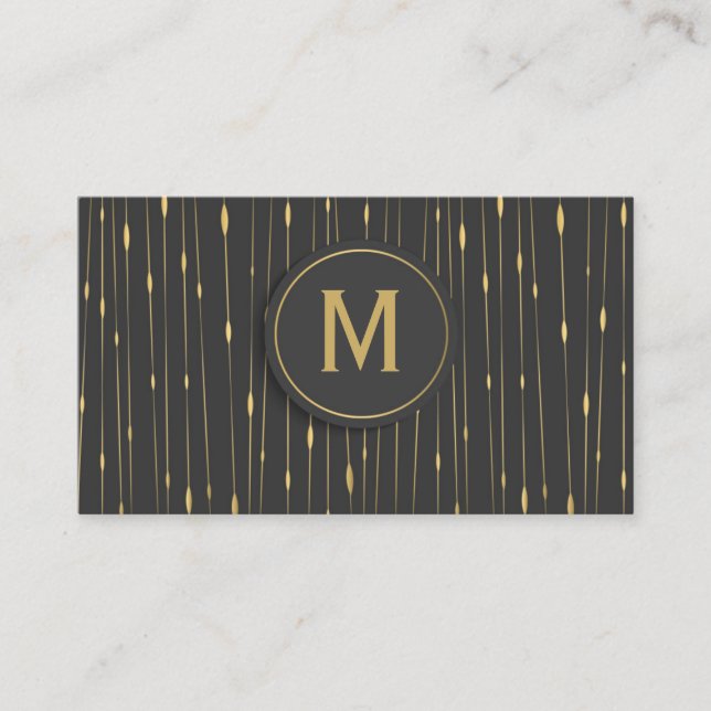 Monogrammerad Modern Abstrakt Guld Linjer - Kol Visitkort (Framsida)