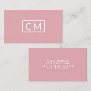 Monogrammerad Modern Minimalistisk Rosa Stilfull Visitkort