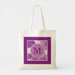 Monogrammerad Mörklila Blommönster Tygkasse