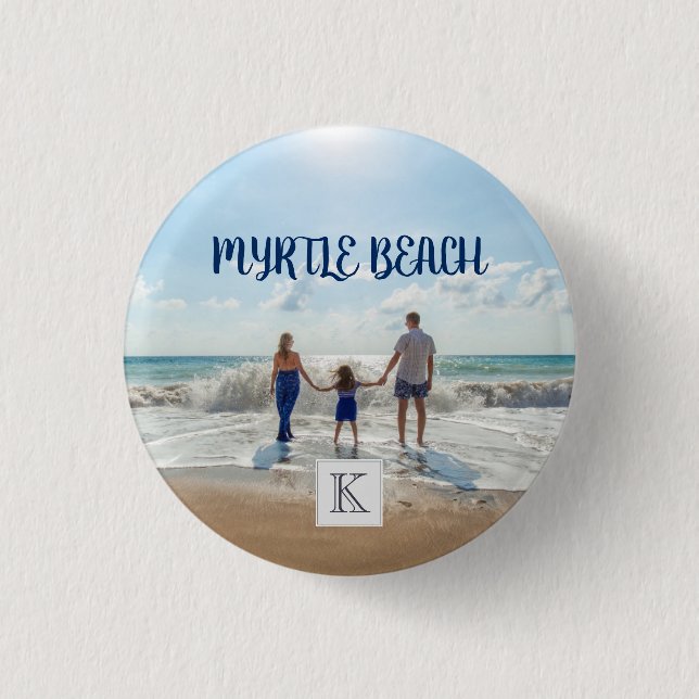 Monogrammerad Myrtle Beach Souvenir Sand Surf Knapp (Framsida)