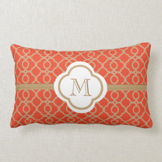 Monogrammerad Orange och Guld Marockansk Lumbarkudde