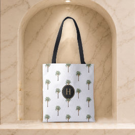 Monogrammerad Palmträd i Kustnära Chic Stil Tygkasse