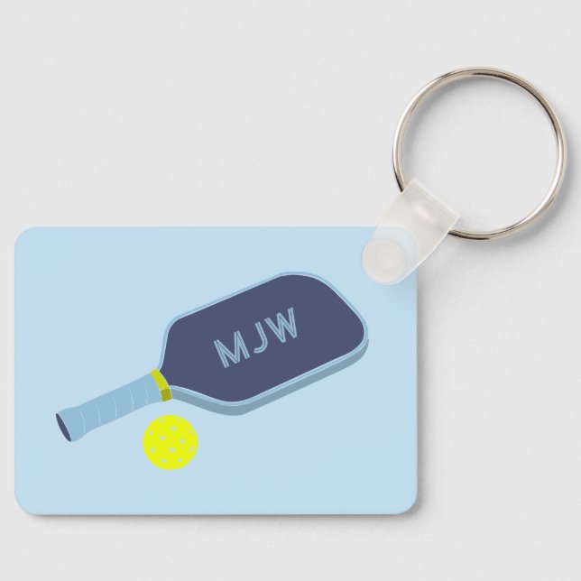 Monogrammerad Pickleball-paddle Sport Nyckelring (Framsida)