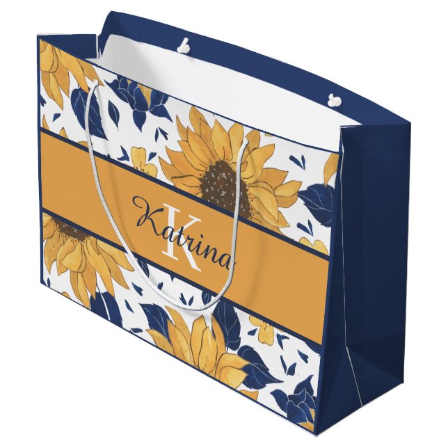 Monogrammerad presentväska med solros (Baksidan Vinklad)