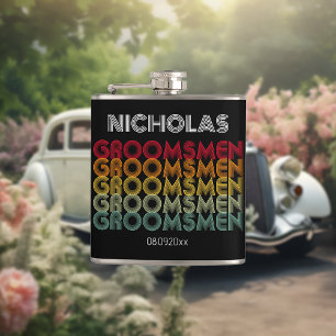 Monogrammerad Retro Stil Bröllop Groomsmen Fickplunta