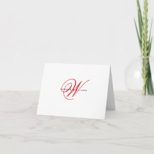 Monogrammerad röd och marinblå vikt Tacksamhetskor Tack Kort