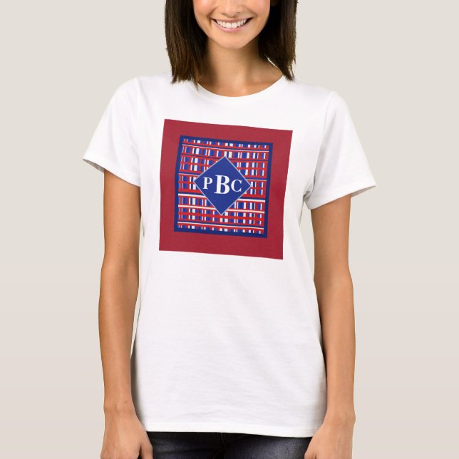 Monogrammerad röd vit blå rutig patriot t shirt (Framsida)