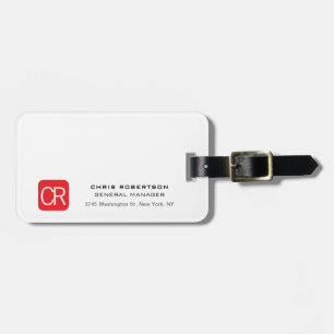 Monogrammerad röd vit professionell enfärgad bagagebricka