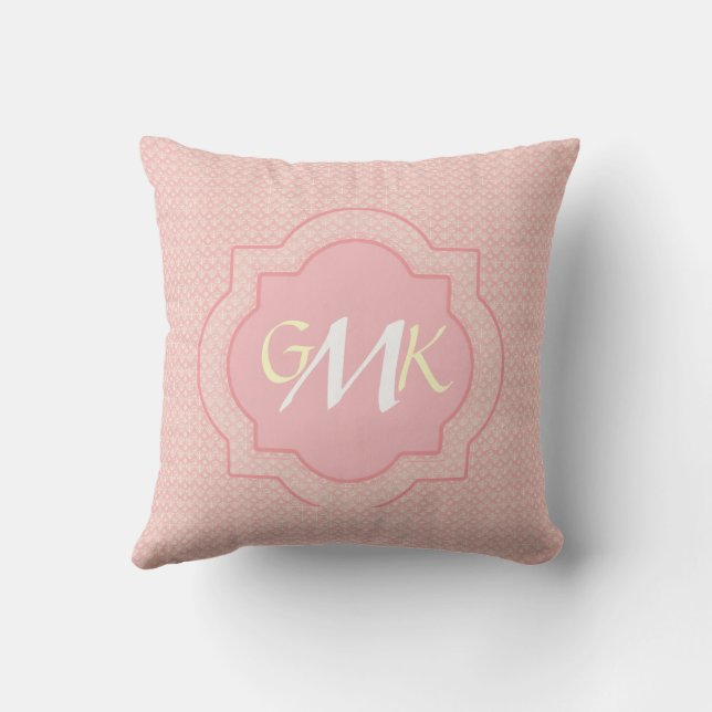 Monogrammerad Rosa Design Kuddslips Kudde (Baksida)
