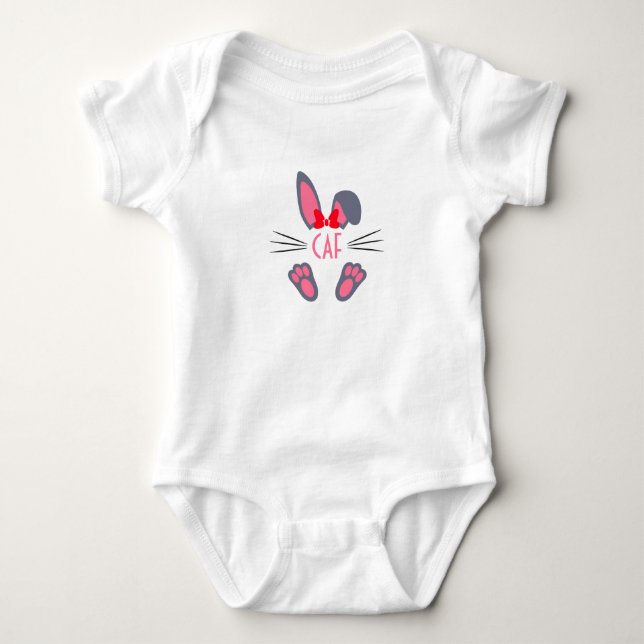 Monogrammerad rosa påskhare t shirt (Framsida)