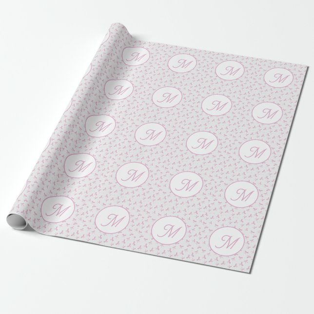 Monogrammerad Rosafärgad akvarell spetscoquette me Presentpapper (Utrullad)