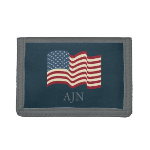 Monogrammerad rustik amerikansk flagg-plånbok