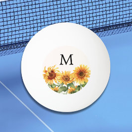 Monogrammerad Rustik Gul Solros Trädgård Pingisboll