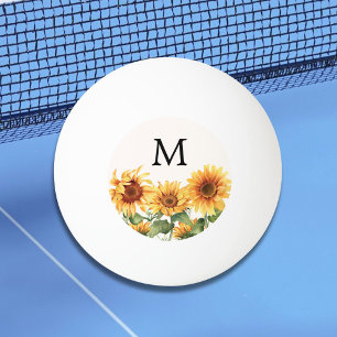 Monogrammerad Rustik Gul Solros Trädgård Pingisboll