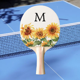 Monogrammerad Rustik Gul Solros Trädgård Pingisracket