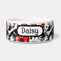 Monogrammerad rutig randig svart vit röd blommig