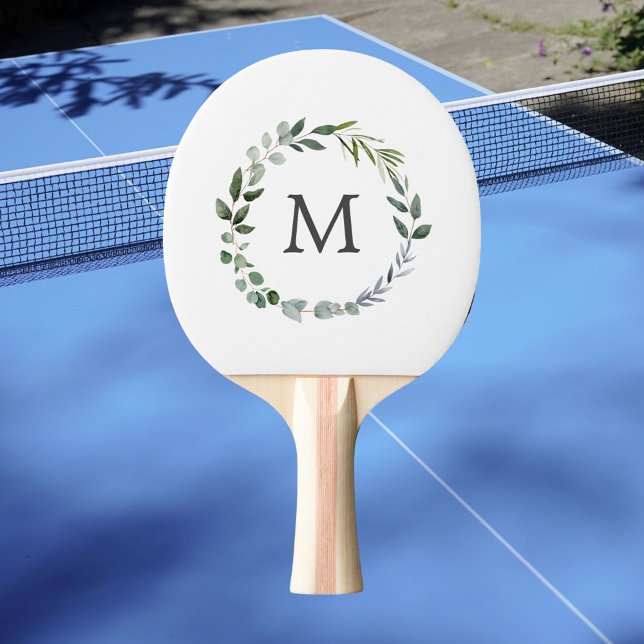 Monogrammerad Salvia Gröna Blad Grönska Krans  Pingisracket (In situ)