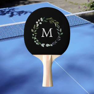 Monogrammerad Salvia Gröna Blad Grönska Krans Pingisracket