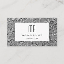 Monogrammerad Silver Metallisk Visitenkort