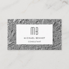 Monogrammerad Silver Metallisk Visitenkort Visitkort