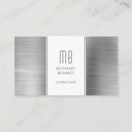 Monogrammerad Silvergrå Metallisk Folie Konsult Visitkort