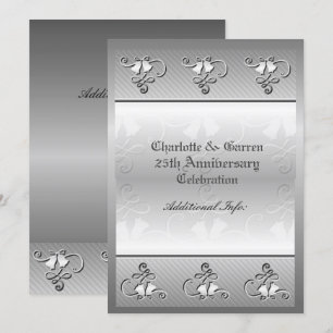 Monogrammerad silverinbjudan till 25-årsjubileum inbjudningar