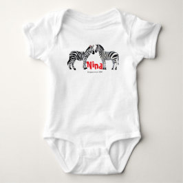Monogrammerad söt zebra svart vit Chic T Shirt
