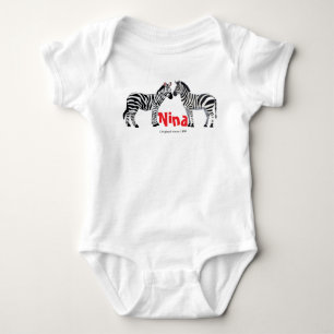 Monogrammerad söt zebra svart vit Chic T Shirt