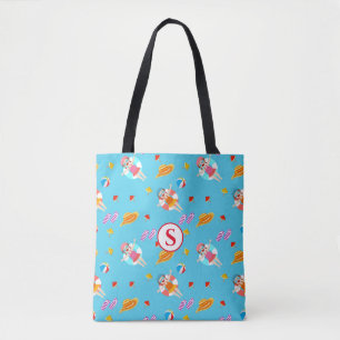 Monogrammerad strandbassäng tote tygkasse