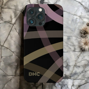 Monogrammerad svart abstrakt ro guld linjer