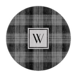 Monogrammerad svart och grå rutig pläd mönster