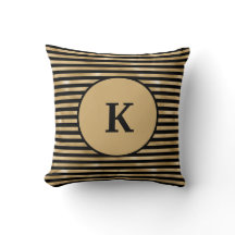 Monogrammerad svart och guld randig chic modern 