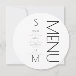 Monogrammerad svart vit enkel bröllopsmeny