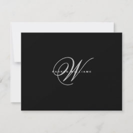 Monogrammerad svart & vit tack kort