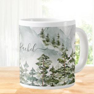 Monogrammerad tallskog och berg jumbo mugg
