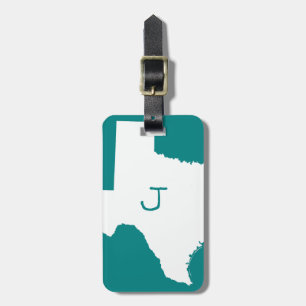 Monogrammerad Teal och Vit Texas Bagagebricka
