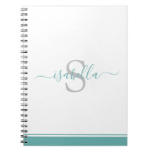 Monogrammerad teal skrift
