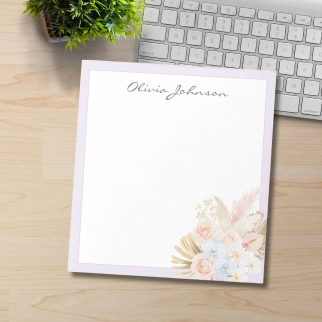 Monogrammerad Vacker Tropisk Blombukett Blommig Anteckningsblock (Skapare uppladdad)