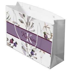 Monogrammerad vattenfärg blommig presentpåse