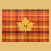 Monogrammerade höstkarerade Thanksgiving-placemats