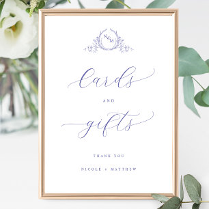 Monogrammerade kort och presentkort Lavender Bröll Poster