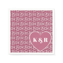 Monogrammerade kramar kyssar XOXO rosa Alla hjärt