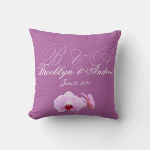 Monogrammerade, strålande Orchid Bröllop Pillows Kudde